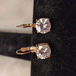 Gold Toned Crystal Earrings with Hook enclosure clasp